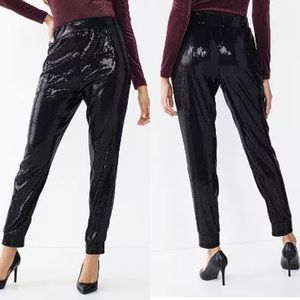 NWT Ninewest x Cara Santana black sequin jogger pants dressy size medium
